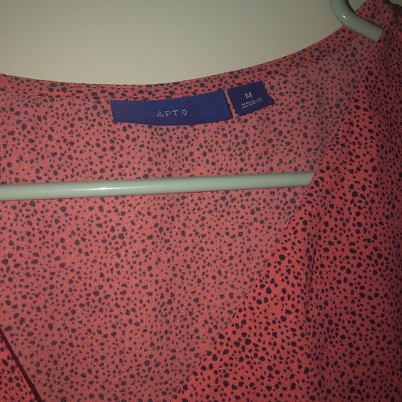 Pink button up shirt with black speckles. - Picture 3 of 4